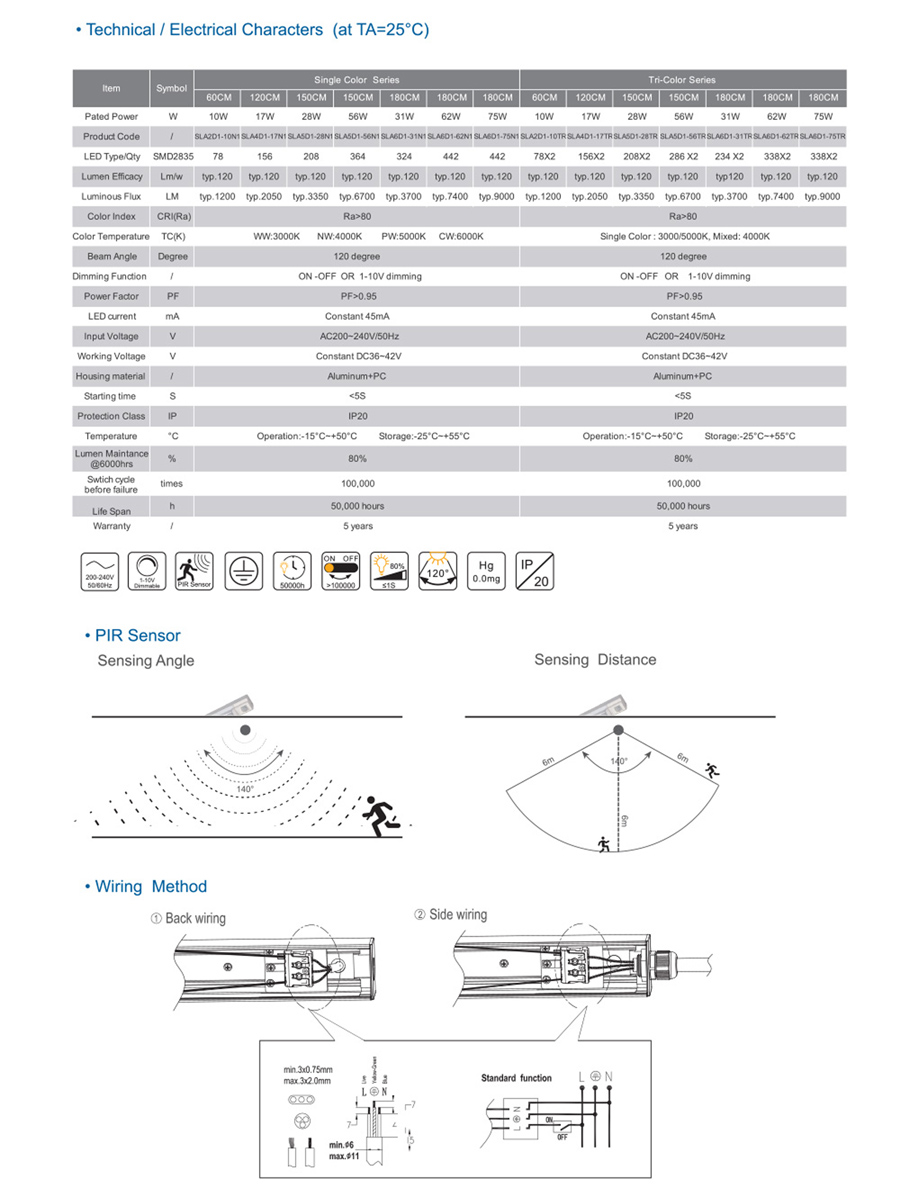 TUV GS 200-240V 120lm/w led slim tube light T8